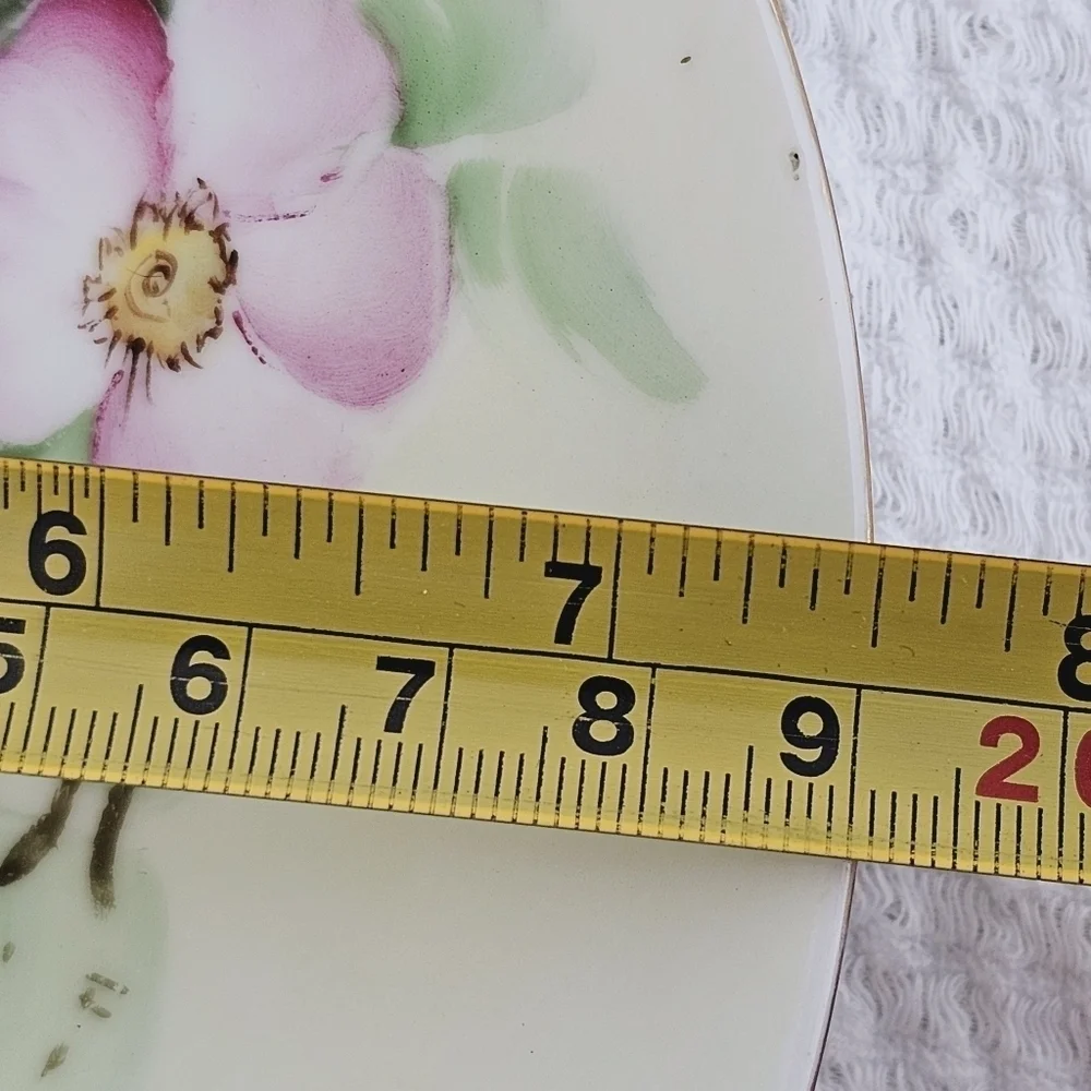 Thomas Bavaria Collectors Porcelain Plate Pink Flowers gold rim plate size 7.5